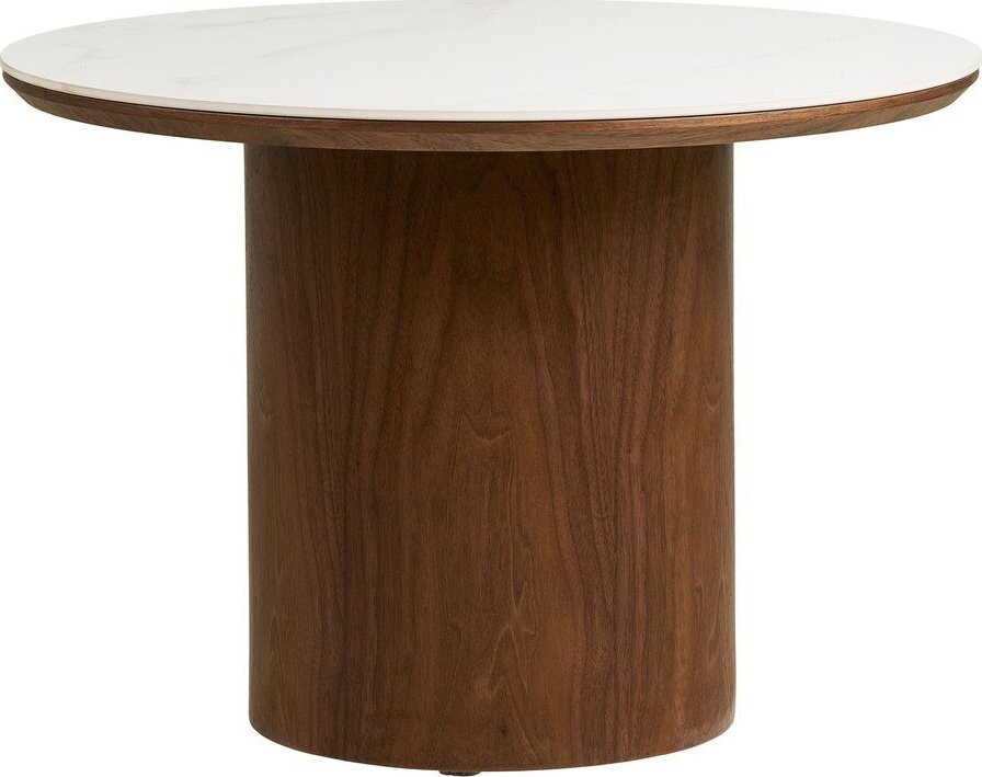 Kulatý konferenční stolek s keramickou deskou v tmavě přírodní barvě ø 60 cm Noli – House Nordic