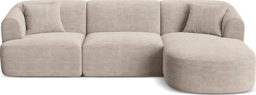 Světle hnědá manšestrová rohová pohovka (pravý roh/s lenoškou) Campi – Cosmopolitan Design