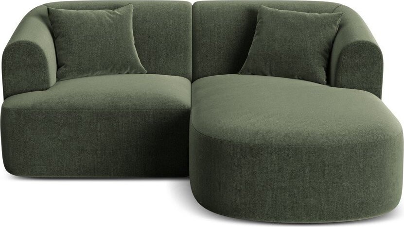 Zelená sametová rohová pohovka (pravý roh/s lenoškou) Campi – Cosmopolitan Design