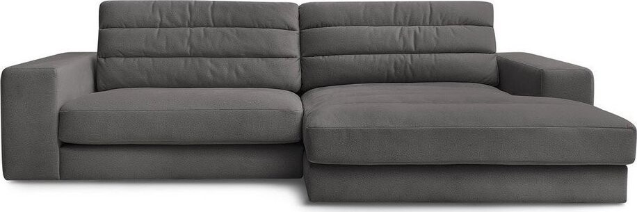 Antracitová sametová rohová pohovka (pravý roh/s lenoškou) Sierra – Bobochic Paris