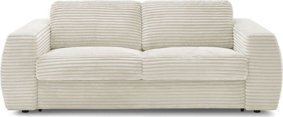 Béžová manšestrová pohovka na každodenní spaní/rozkládací 220 cm Hugo – Bobochic Paris