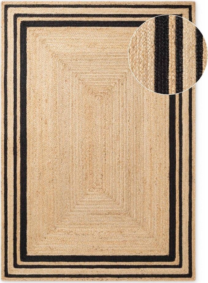Černý/v přírodní barvě ručně tkaný jutový koberec 120x170 cm Jutta – Hanse Home
