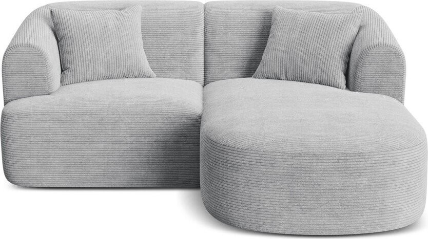 Světle šedá manšestrová rohová pohovka (pravý roh/s lenoškou) Campi – Cosmopolitan Design