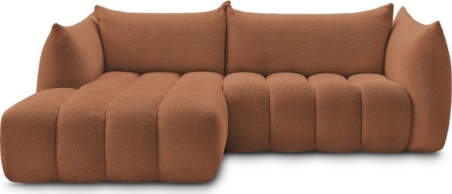 Oranžová rohová pohovka z textilie bouclé (levý roh/s lenoškou) Azra – Bobochic Paris