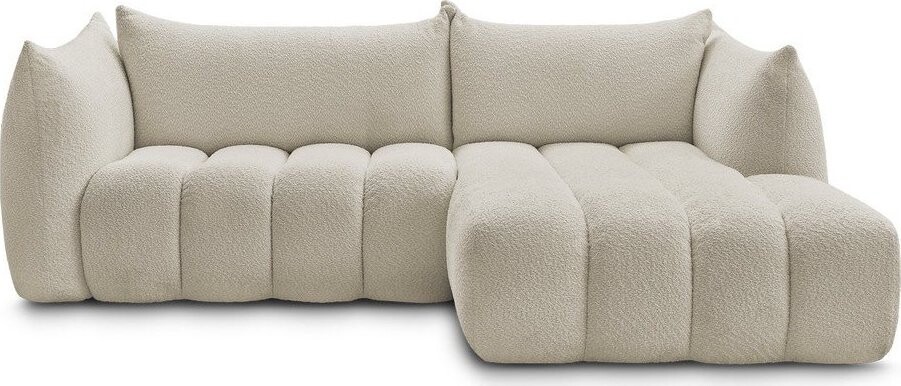 Béžová rohová pohovka z textilie bouclé (pravý roh/s lenoškou) Azra – Bobochic Paris