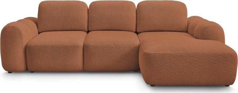 Oranžová rozkládací/s úložným prostorem rohová pohovka z textilie bouclé (pravý roh/s lenoškou) Montaigne – Bobochic Paris