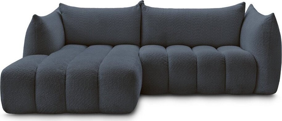 Tmavě modrá rohová pohovka z textilie bouclé (levý roh/s lenoškou) Azra – Bobochic Paris