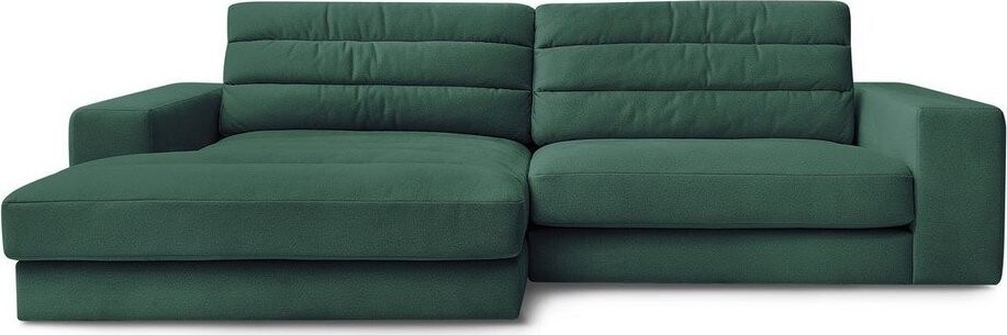 Zelená sametová rohová pohovka (levý roh/s lenoškou) Sierra – Bobochic Paris