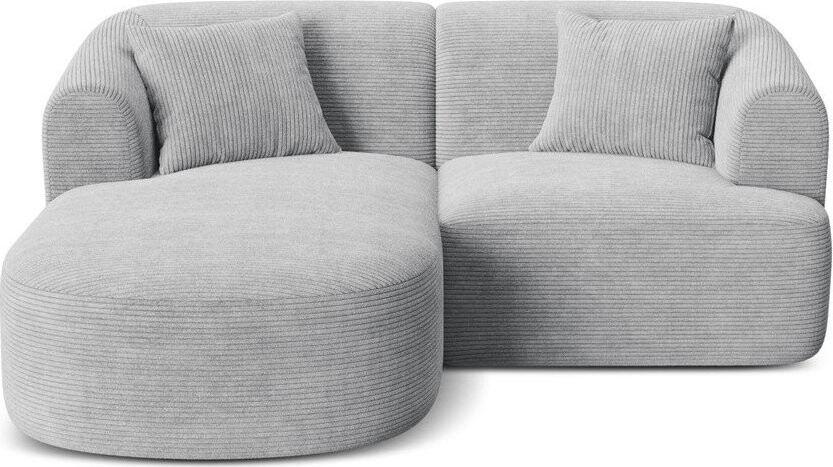 Světle šedá manšestrová rohová pohovka (levý roh/s lenoškou) Campi – Cosmopolitan Design