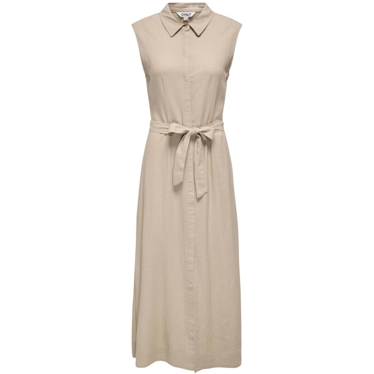 Only  Onlgoa Sl Linen Bl Shirt Dress Cc Pnt 15363697  Béžová