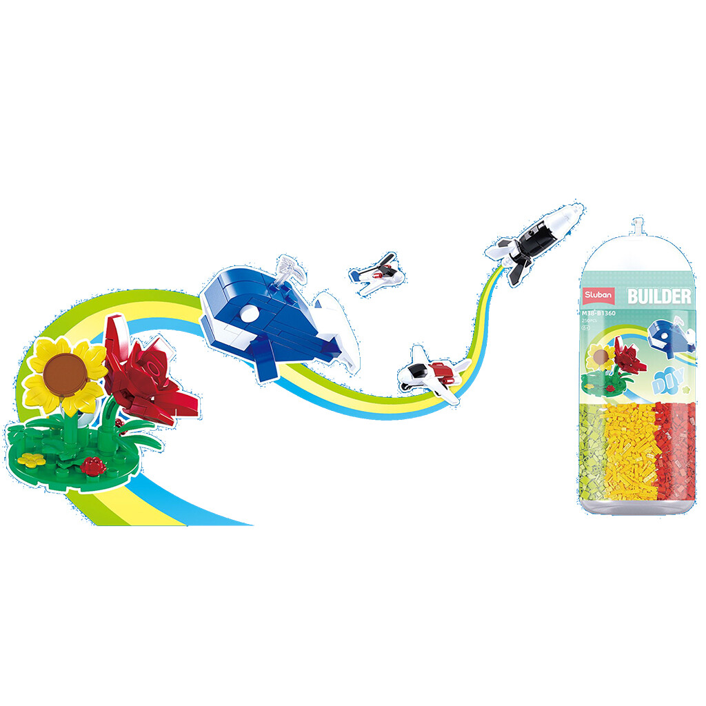 Stavebnice Sluban Builder DIY stavební kostky 239dílků a úložná láhev M38-B1360