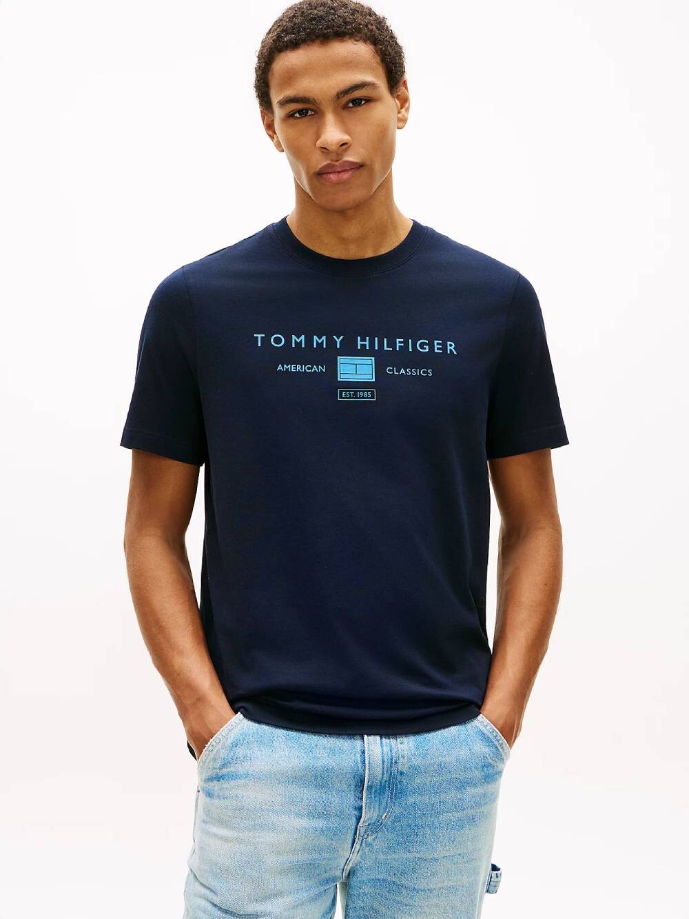 Tommy Hilfiger pánské modré tričko MW0MW42365DW5 S