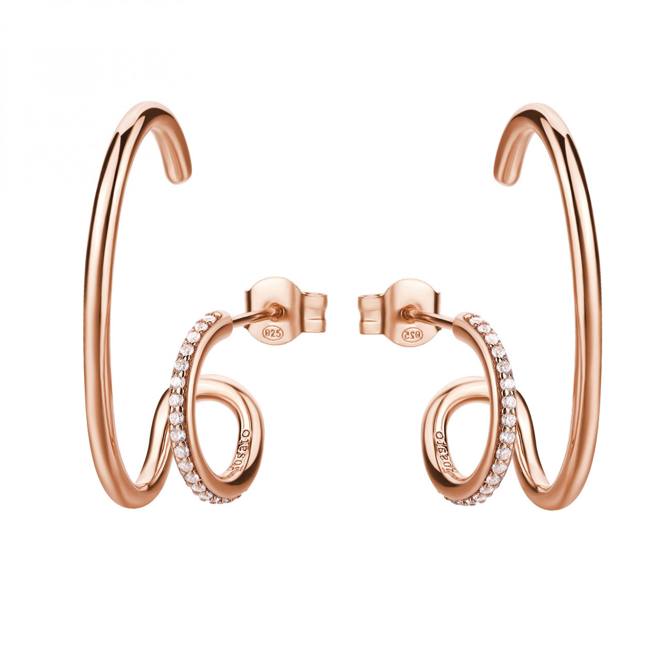 Rosato Originální dvojité náušnice z pozlaceného stříbra Bianca RZBI47