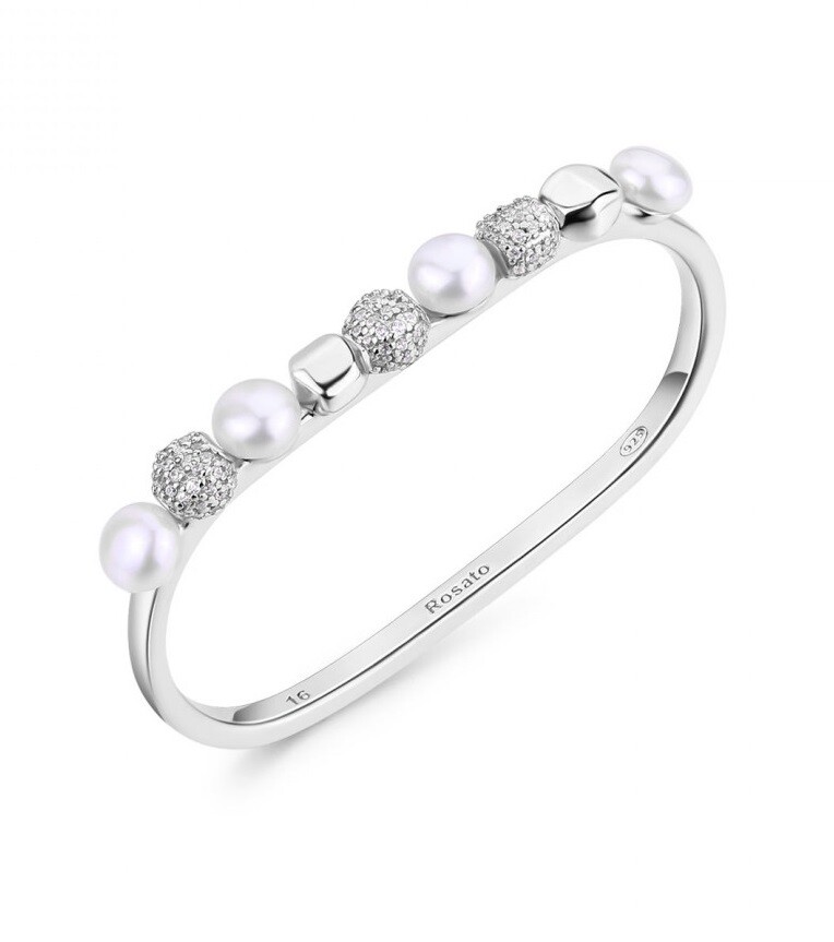 Rosato Dvojitý stříbrný prsten se zirkony Azzurra RZAZ033