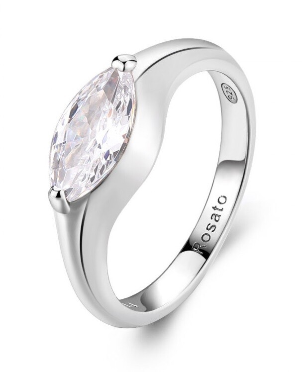 Rosato Elegantní stříbrný prsten s čirým zirkonem Gaia RZGA60 56 mm
