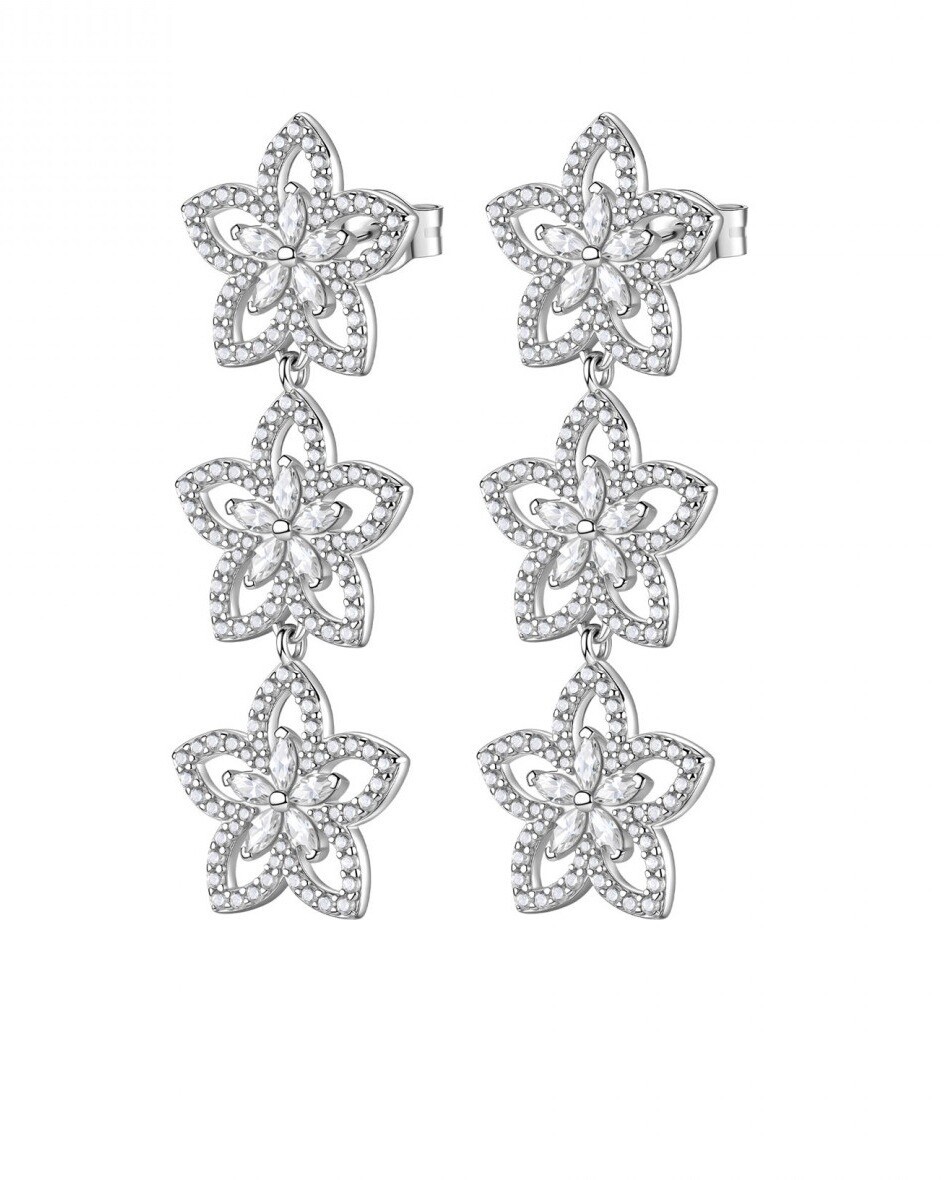 Rosato Luxusní stříbrné náušnice Květiny se zirkony Gaia RZGA96