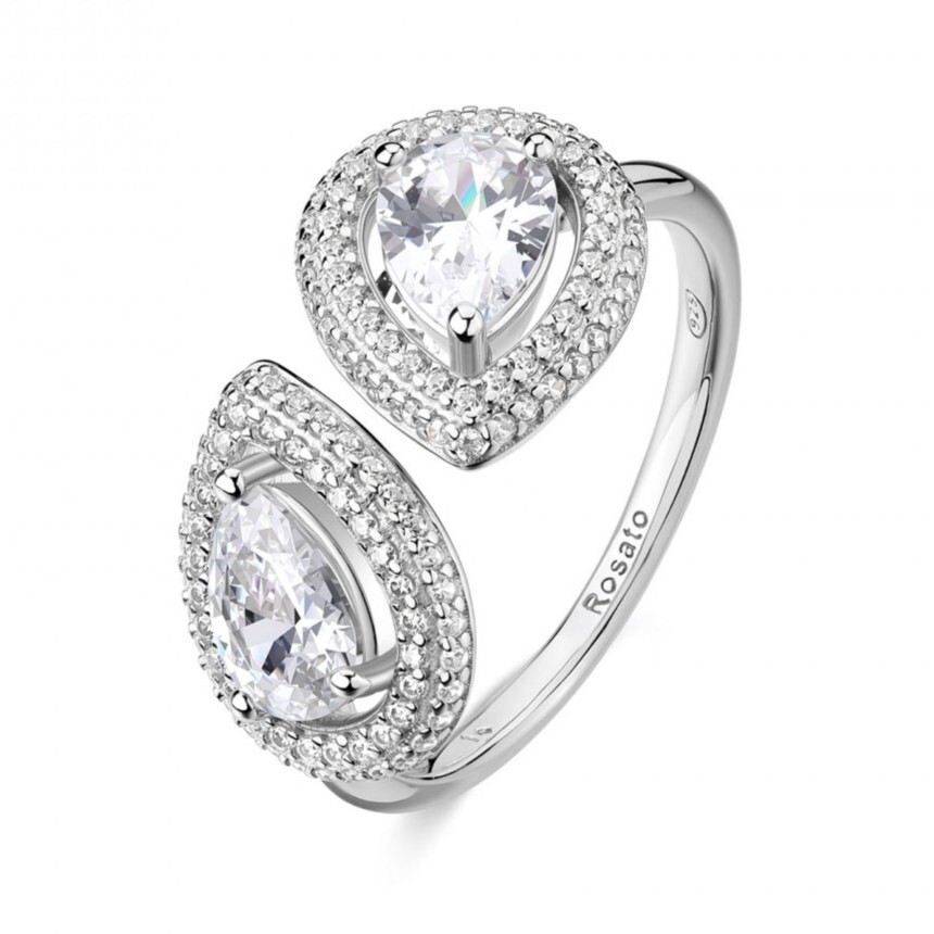 Rosato Módní otevřený stříbrný prsten s kubickými zirkony Anna RZAN33 48 mm