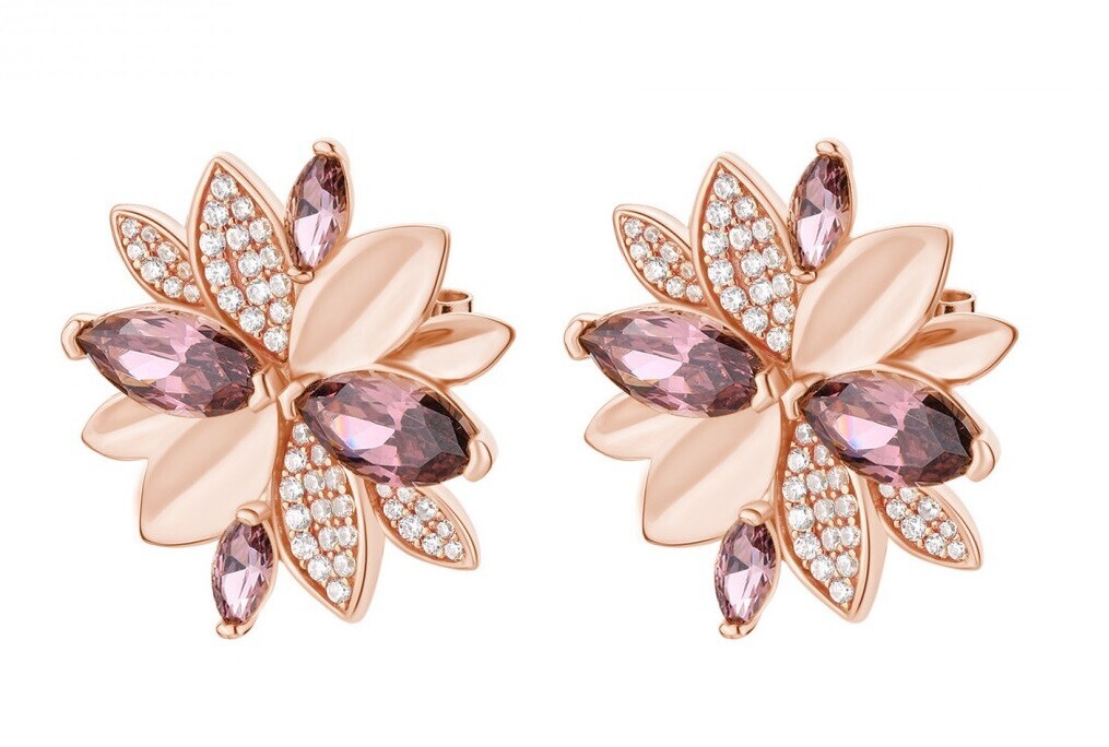 Rosato Pozlacené náušnice Květiny s kubickými zirkony Gaia RZGA57