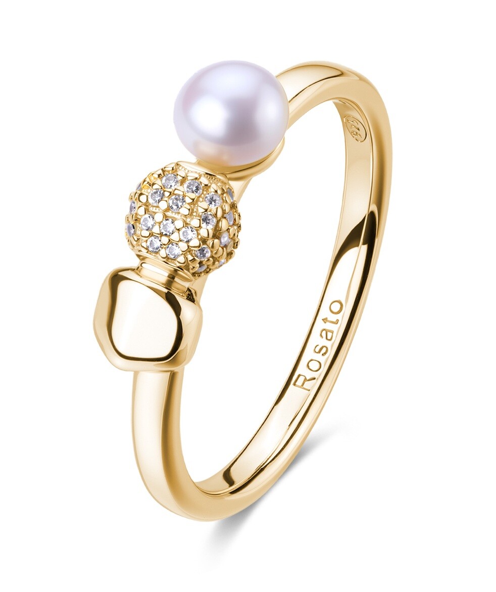 Rosato Luxusní pozlacený prsten se zirkony a perlou Azzurra RZAZ037 48 mm