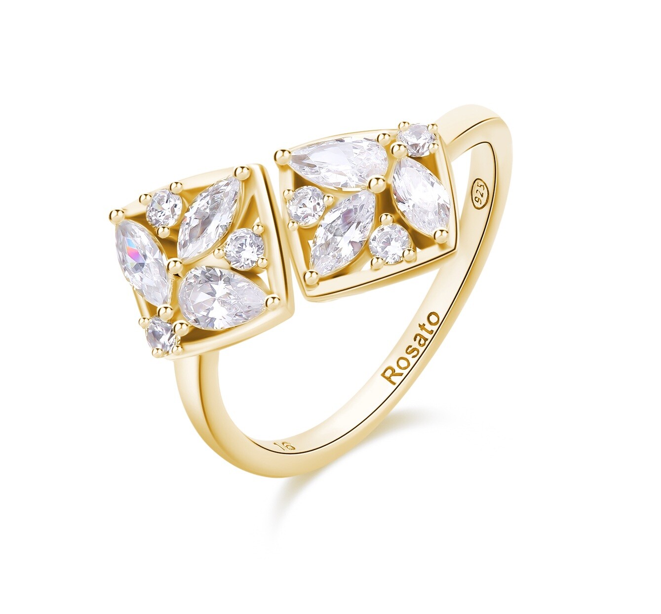 Rosato Luxusní pozlacený prsten s kubickými zirkony Gemma RZGE61 60 mm