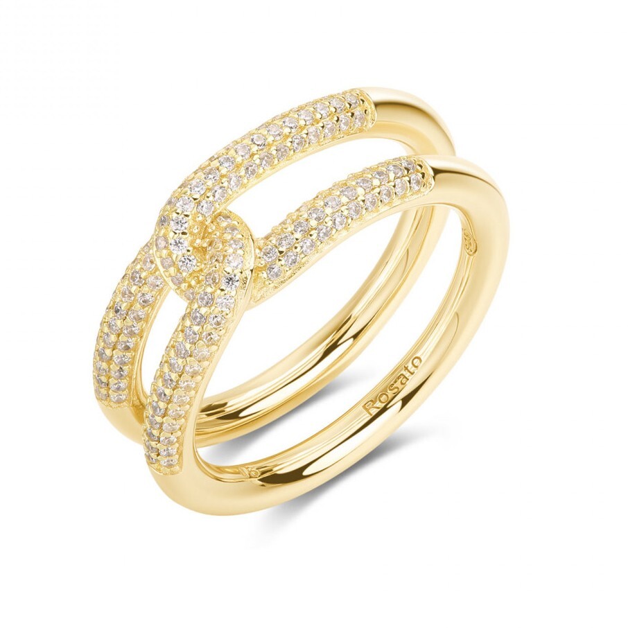 Rosato Originální pozlacený prsten s kubickými zirkony Bianca RZBI84 52 mm