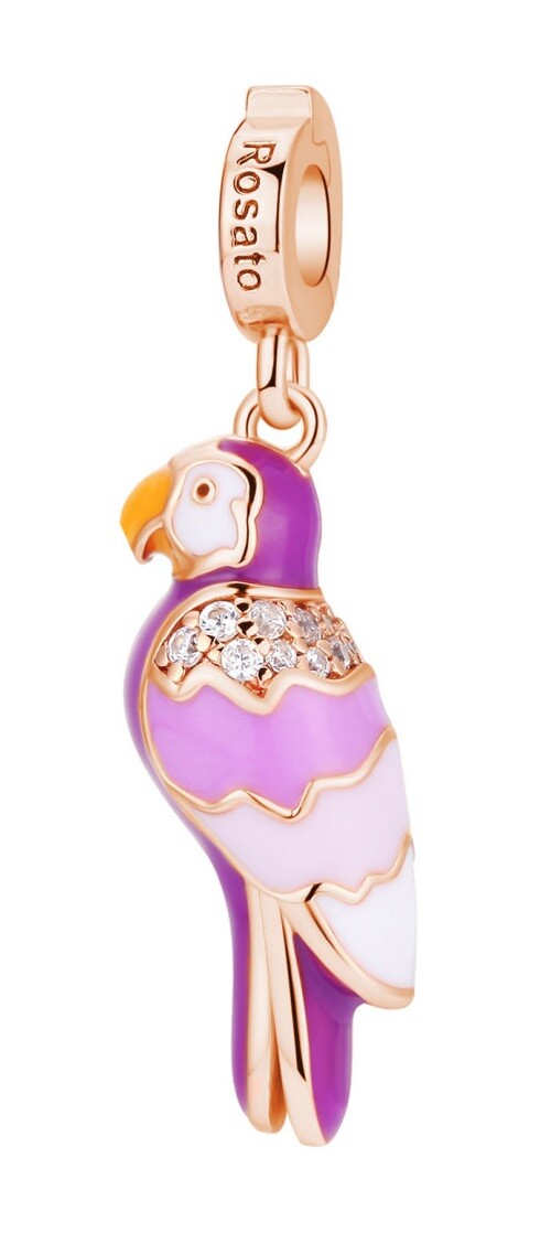 Rosato Růžově zlacený přívěsek Papoušek Storie RZ213
