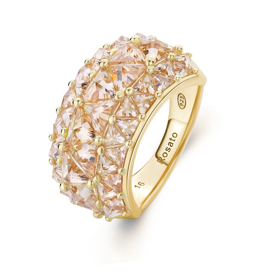 Rosato Oslnivý pozlacený prsten s kubickými zirkony Vittoria RZVT34 52 mm