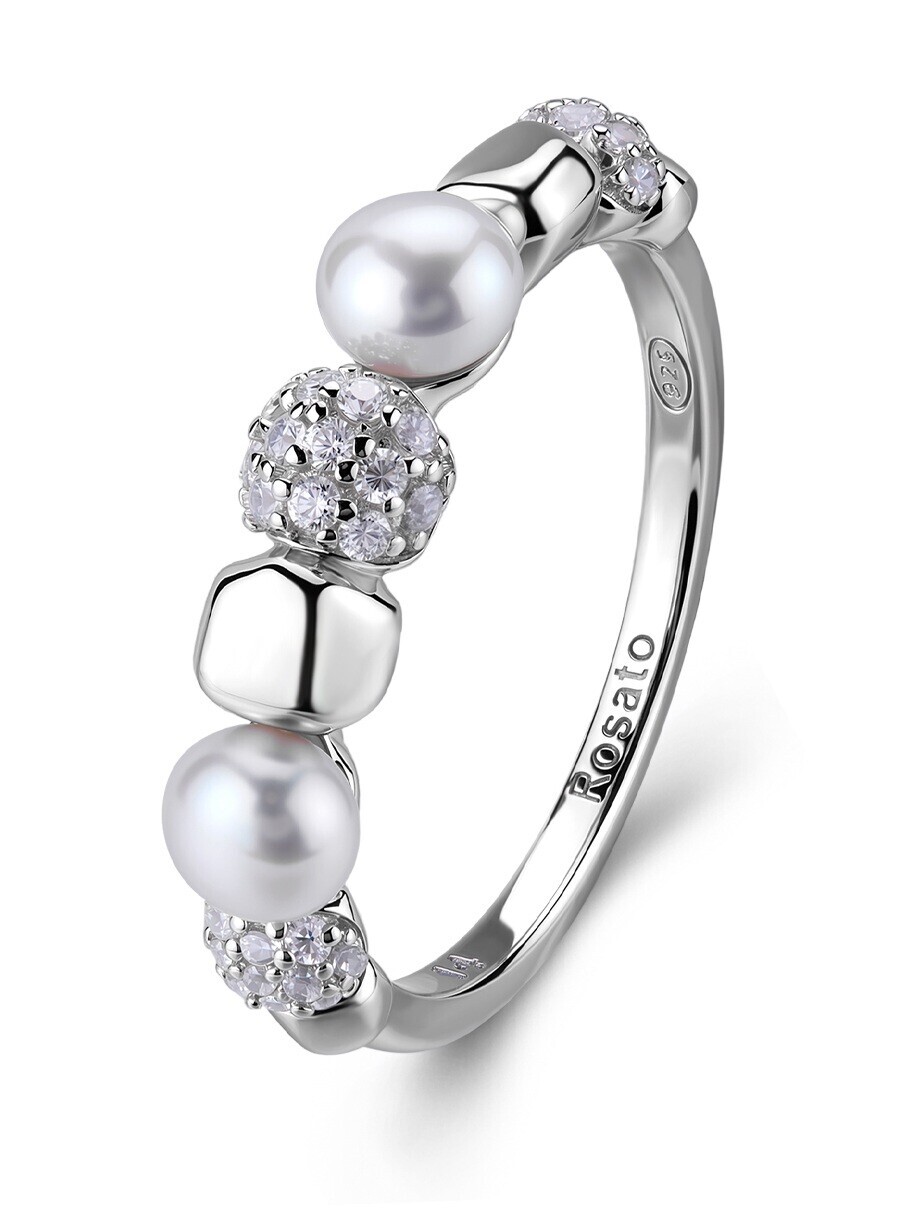 Rosato Originální stříbrný prsten s pravými perlami a zirkony Azzurra RZAZ038 48 mm