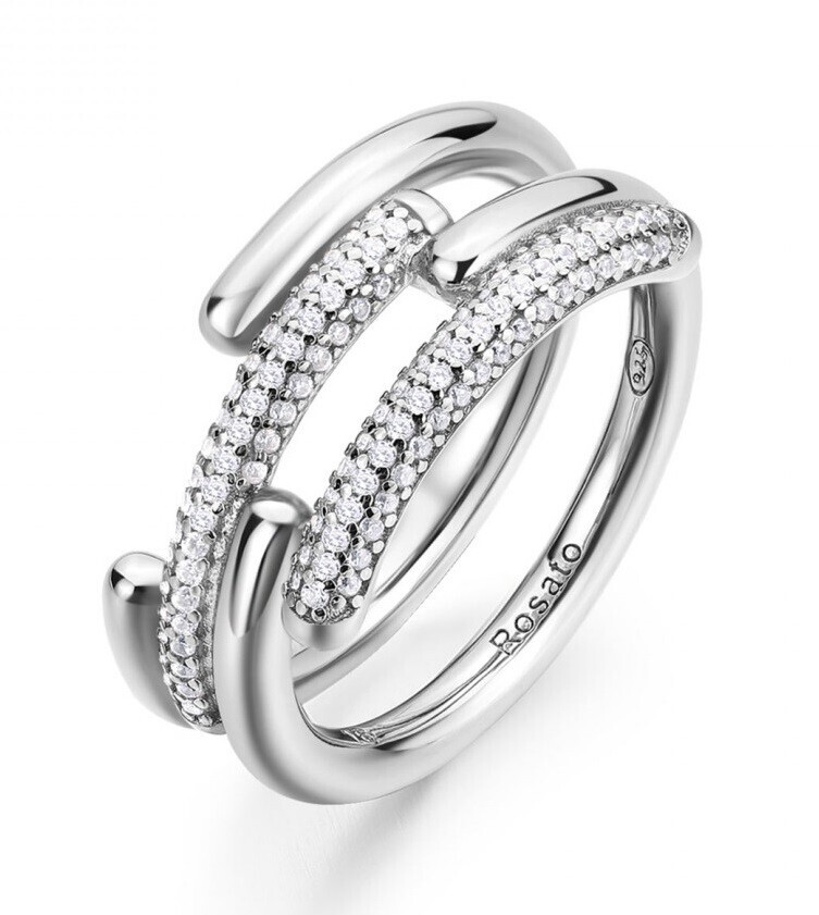 Rosato Jedinečný stříbrný prsten se zirkony Bianca RZBI52 54 mm