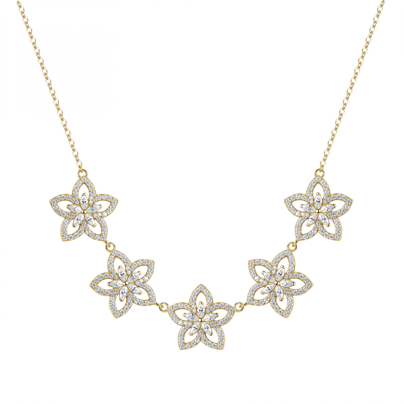 Rosato Luxusní pozlacený náhrdelník Květiny se zirkony RZGA87