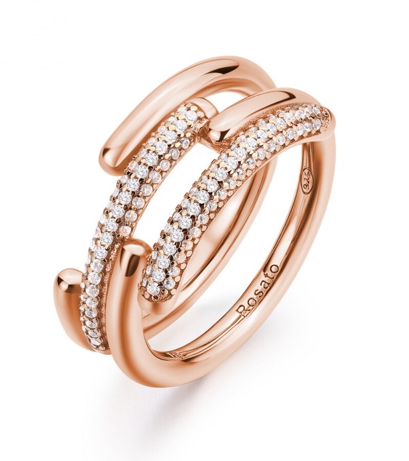 Rosato Jedinečný pozlacený prsten se zirkony Bianca RZBI53 54 mm
