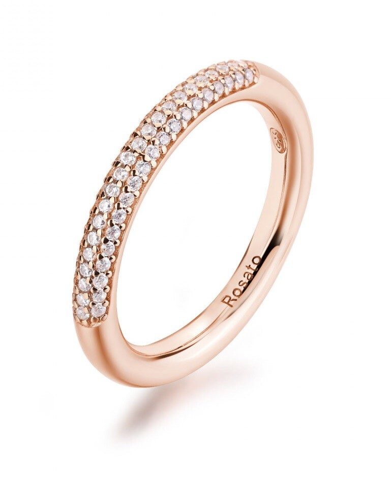 Rosato Elegantní pozlacený prsten se zirkony Bianca RZBI51 52 mm