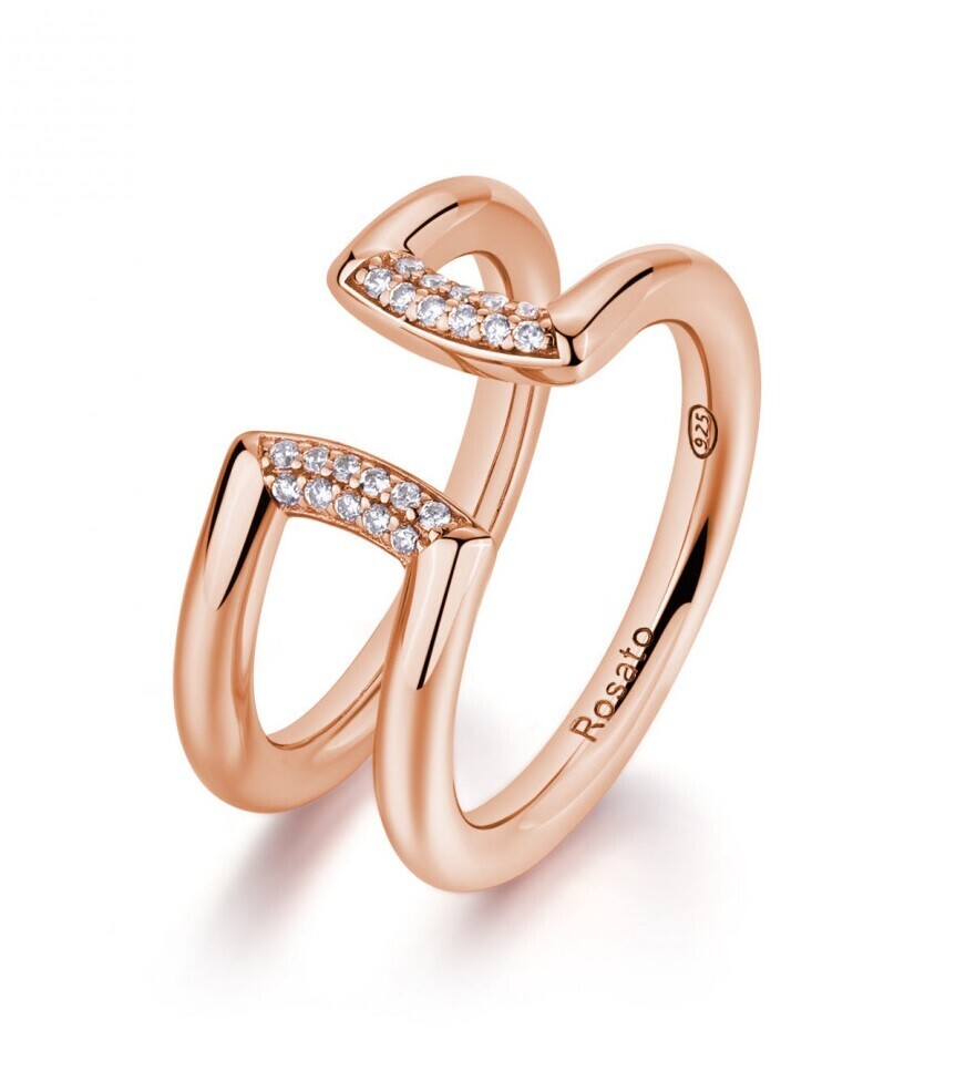 Rosato Pozlacený otevřený prsten se zirkony Bianca RZBI42 56 mm