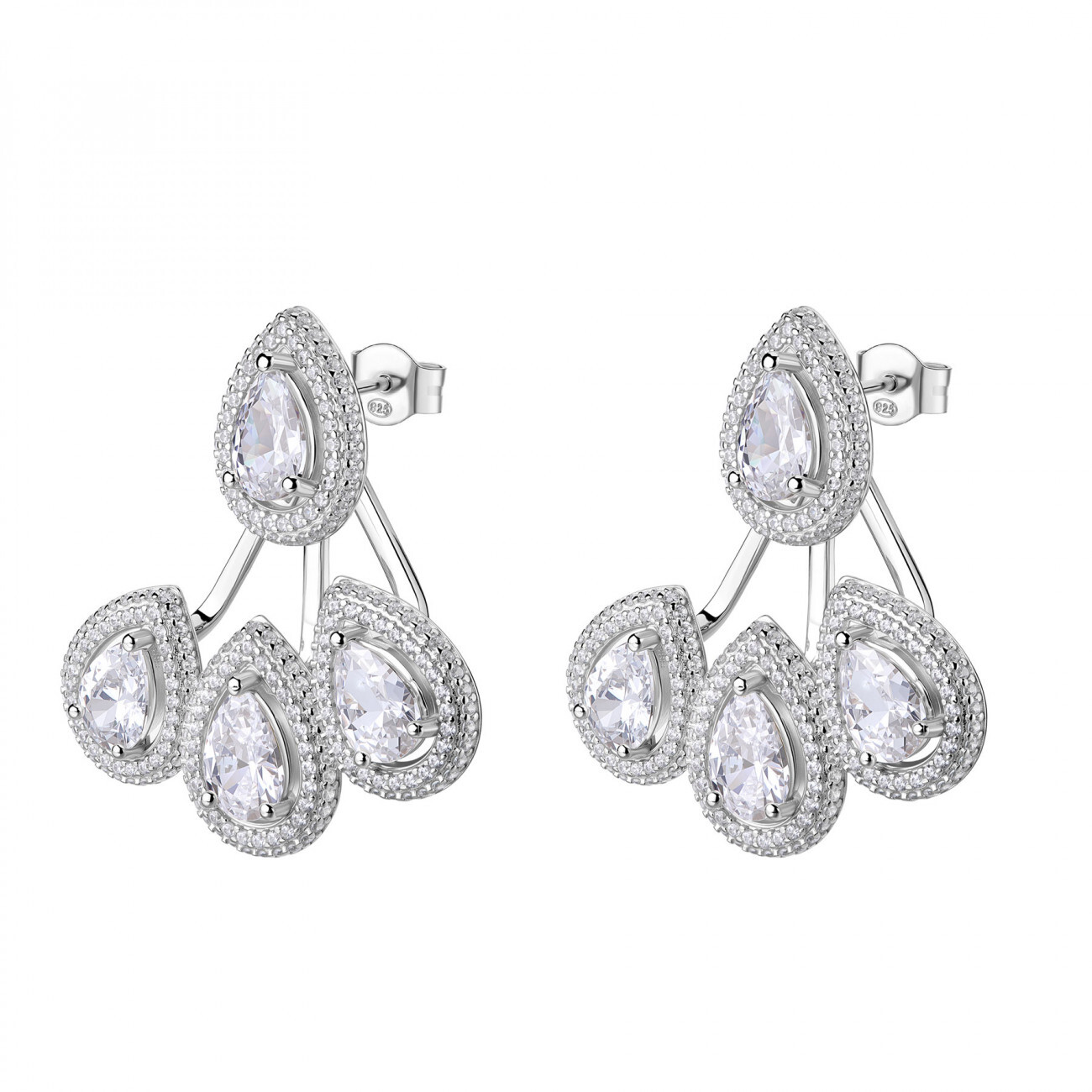 Rosato Luxusní stříbrné náušnice se zirkony 2v1 Anna RZAN23