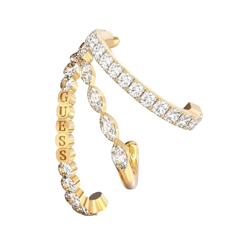 Guess Pozlacená single třpytivá náušnice Crazy Earrings JUBE03296JWYGT-U