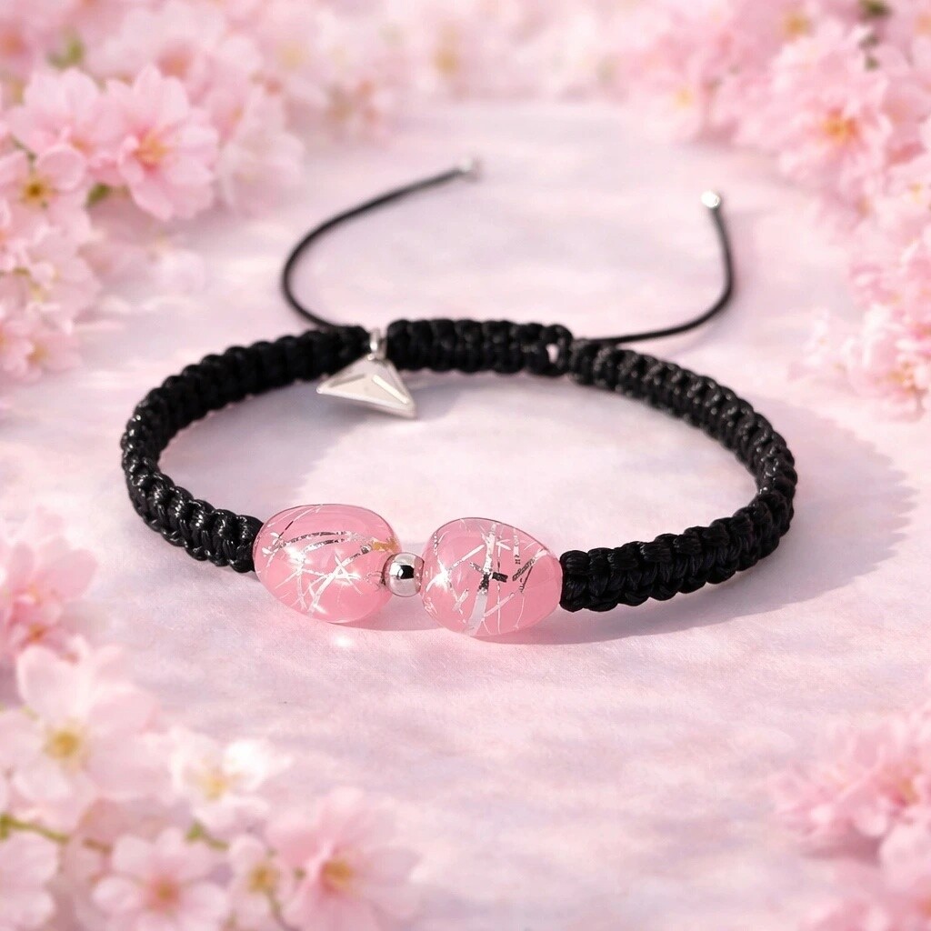 Lampglas Náramek Soft Pink Nude s ryzím stříbrem v perlách Lampglas BNM5/TEX/CHI