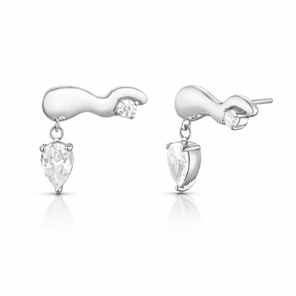 Rosefield Ocelové moderní náušnice s krystaly Wave JEMWS-J1324