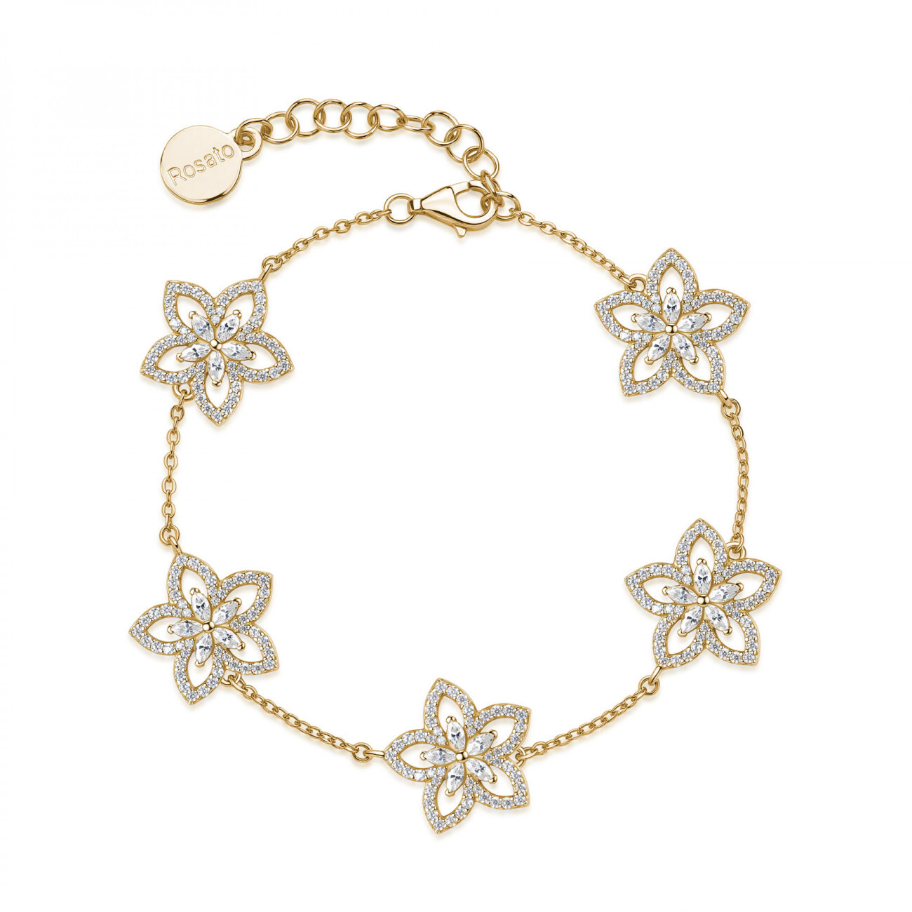 Rosato Pozlacený náramek s čirými zirkony Květiny Gaia RZGA91