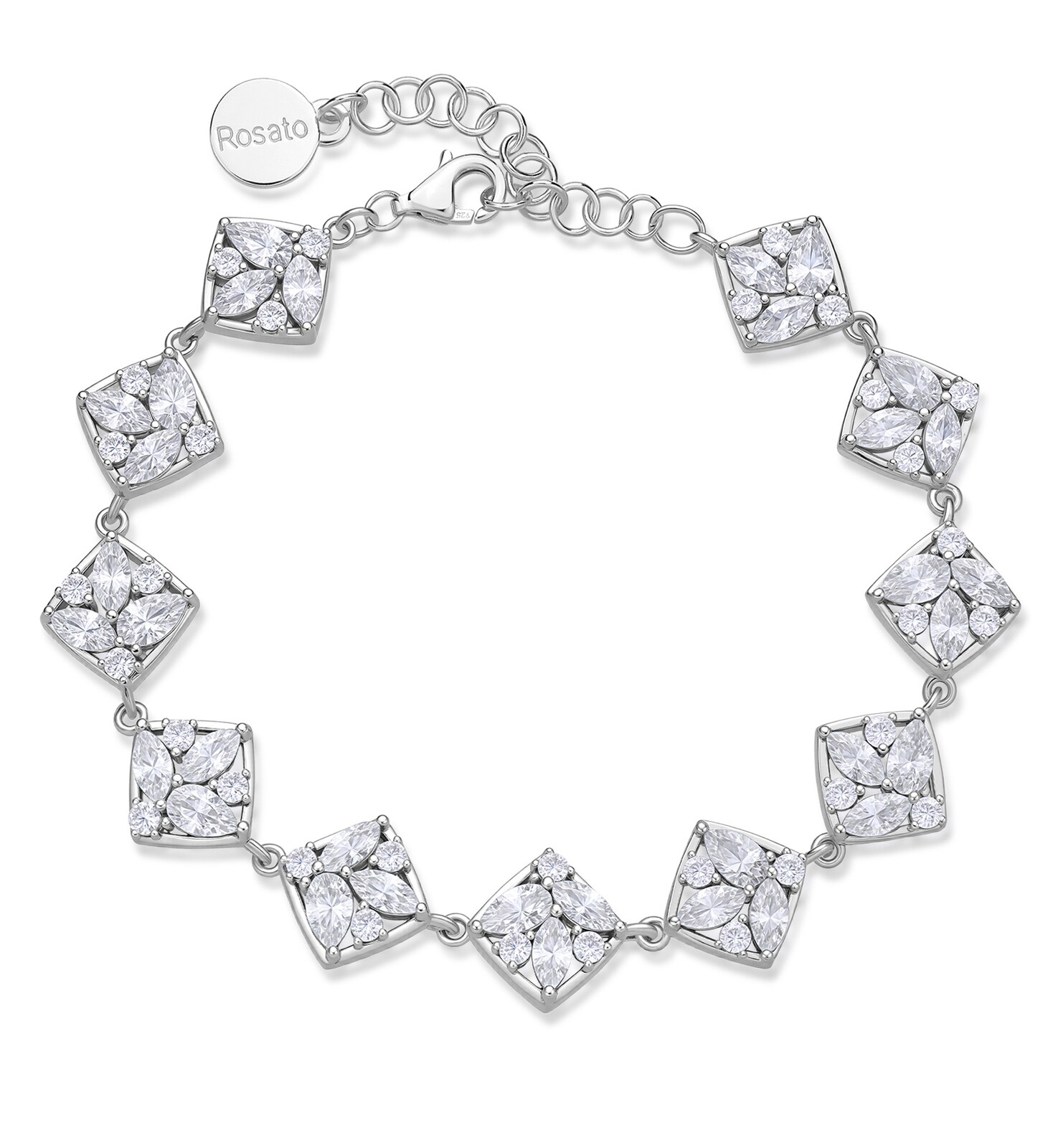 Rosato Nepřehlédnutelný stříbrný náramek s kubickými zirkony Gemma RZGE56