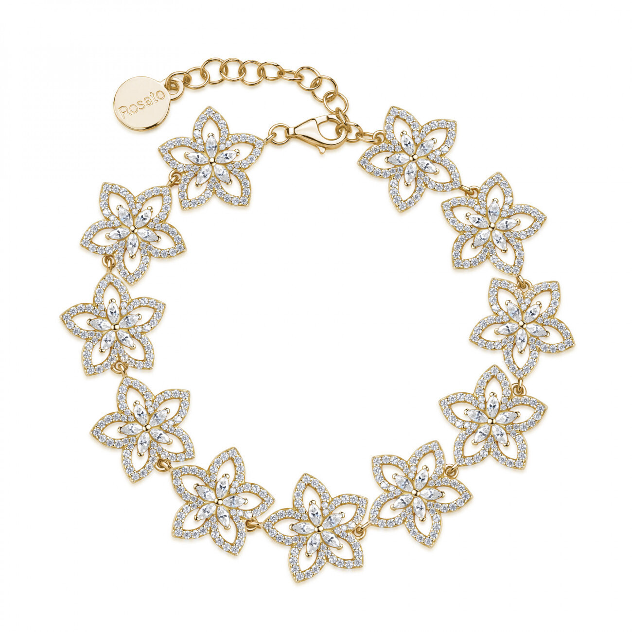 Rosato Pozlacený květinový náramek s kubickými zirkony Gaia RZGA93