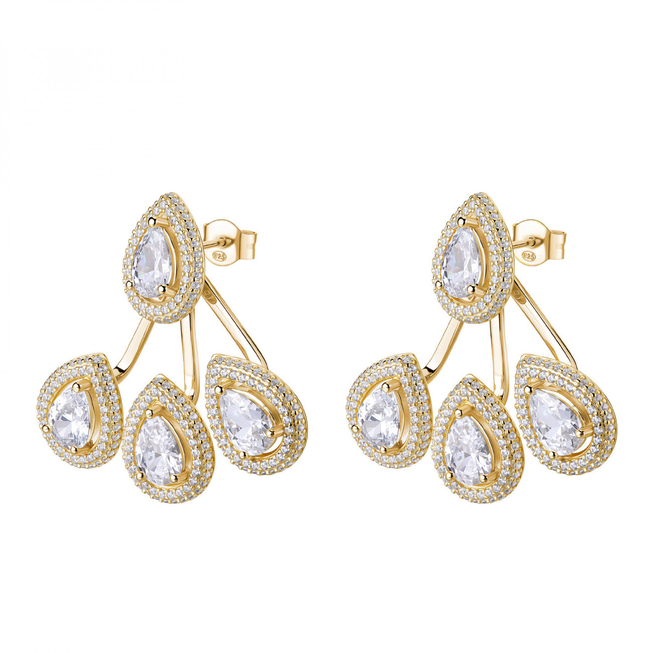 Rosato Luxusní pozlacené náušnice se zirkony 2v1 Anna RZAN24