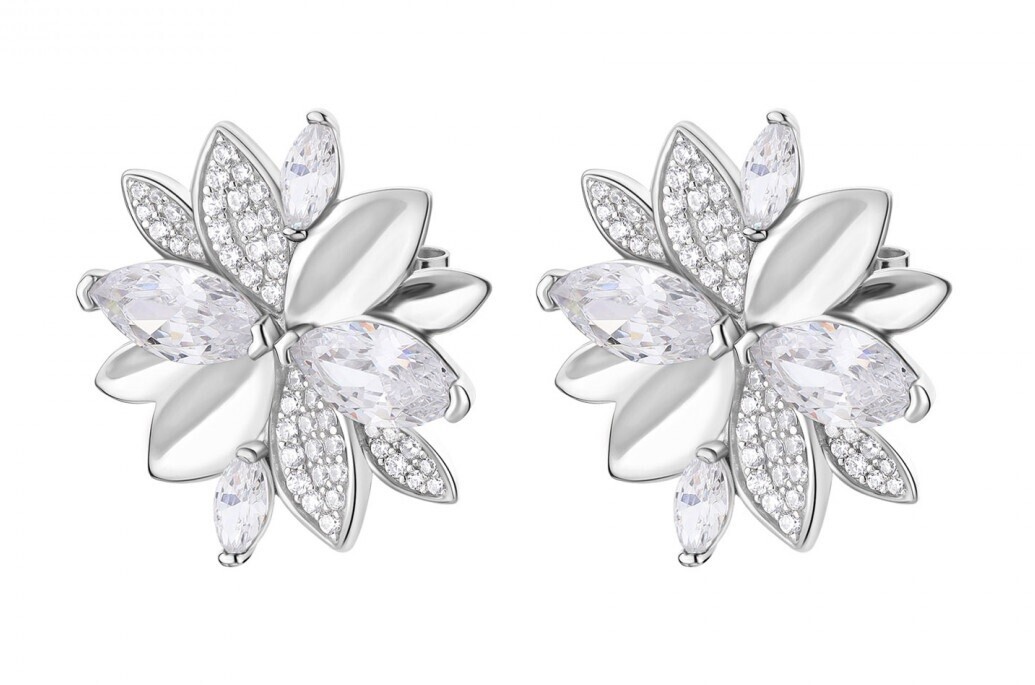 Rosato Stříbrné náušnice Květiny s kubickými zirkony Gaia RZGA56