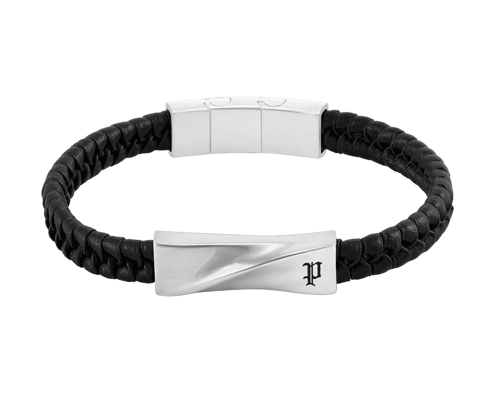 Police Černý kožený náramek pro muže Contorto PEAGB0081704