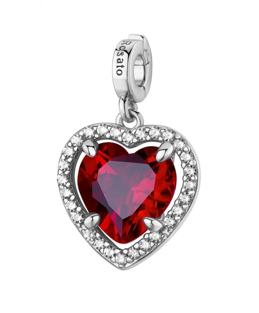 Rosato Stříbrný srdíčkový přívěsek se zirkony Storie RZLE088R