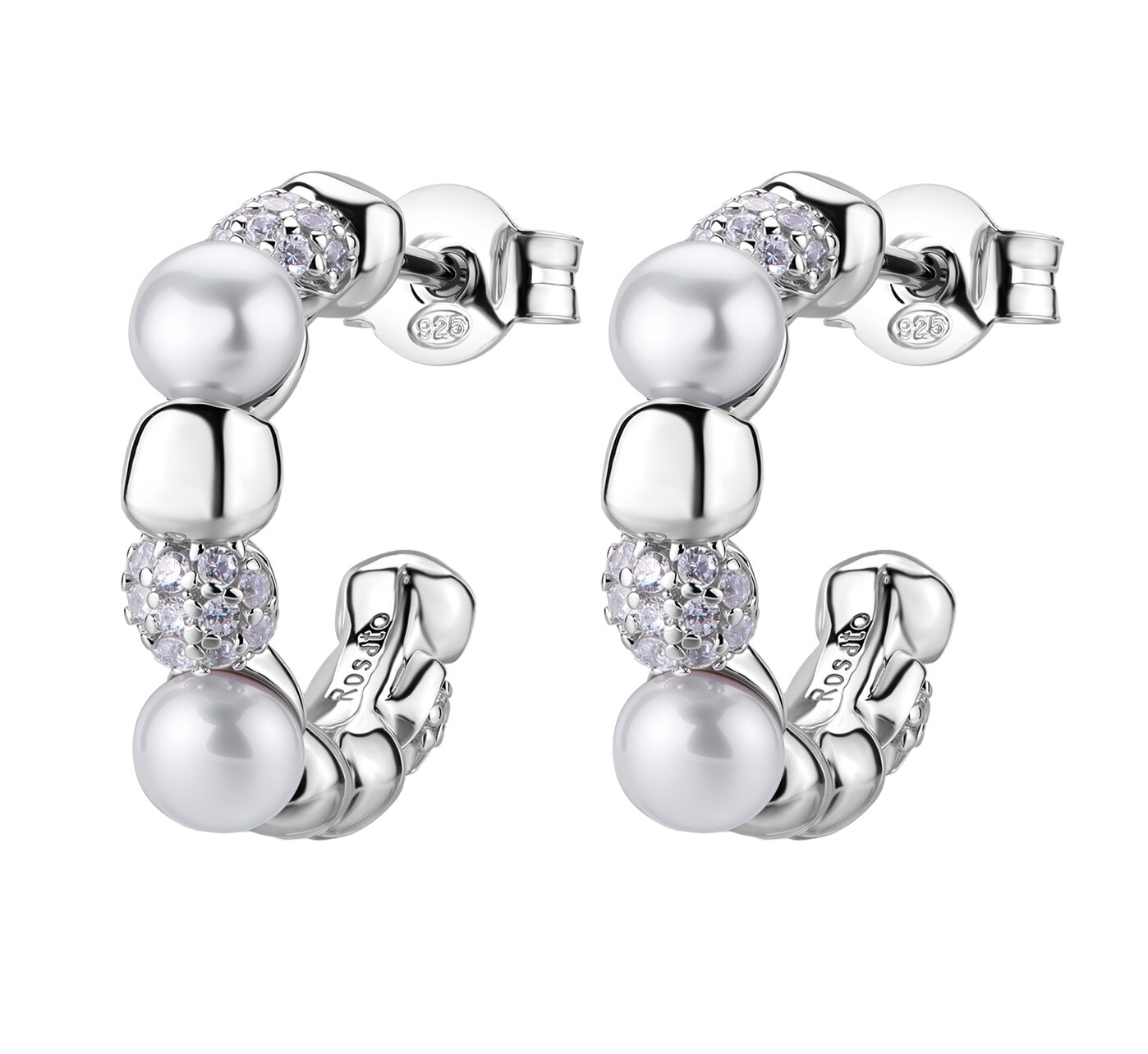 Rosato Luxusní kruhové náušnice s pravými perlami a zirkony Azzurra RZAZ035