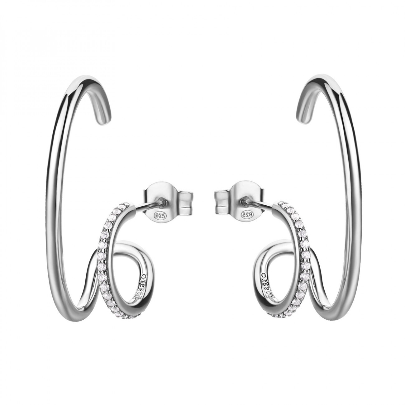 Rosato Originální dvojité náušnice ze stříbra Bianca RZBI46