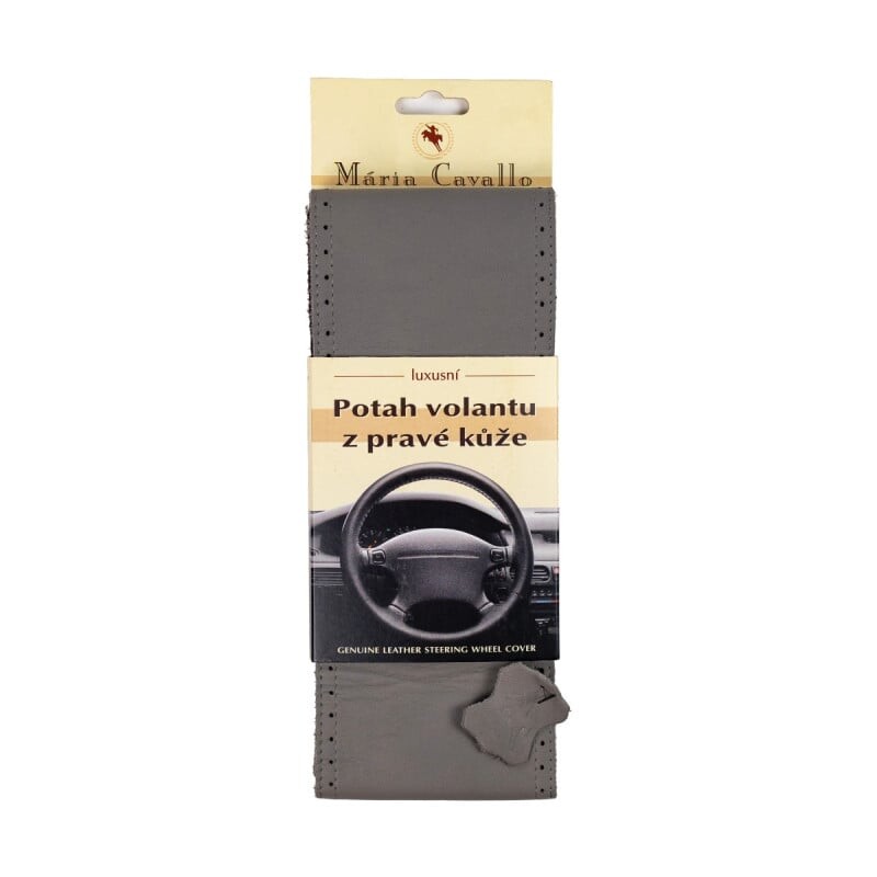 Kožený potah volantu (velikost AX, světle šedý)