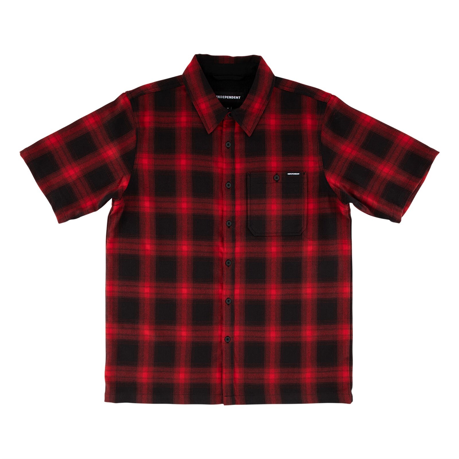 košile INDEPENDENT - Belmont S/S Flannel Black/Red (160111) velikost: L