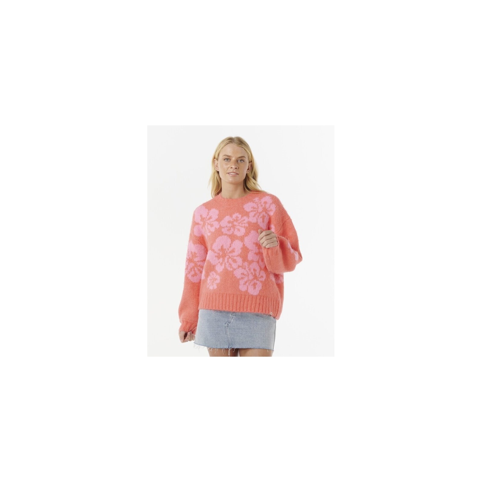svetr RIP CURL - Hibiscus Heat Jacquard Crew Watermelon (3156)