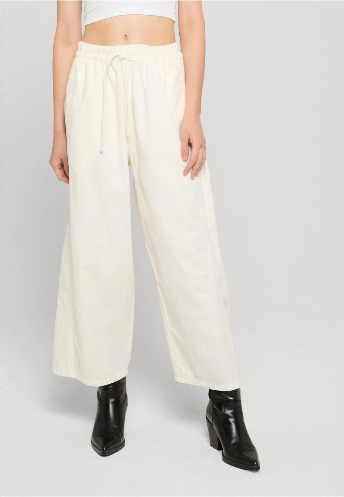 Ladies Barrel Cropped Cotton Pants - offwhite L